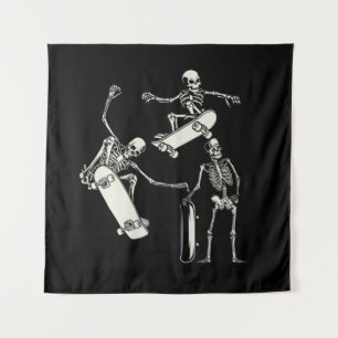 Skelette Skelett Skeletton Skater Halloween Wandteppich