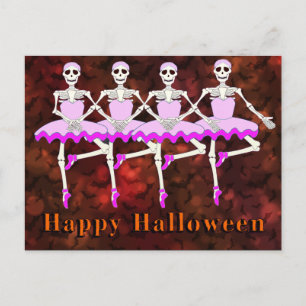 Skelette tanzen Ballett "Happy Halloween" Postkarte