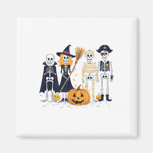Skelette und Freunde in Kostümen Herbstsaison Magnet