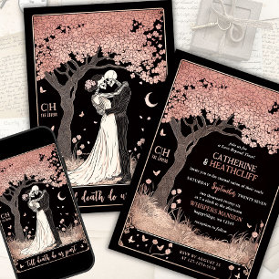 Skelette und Sakura Tarot Einladung zur Hochzeit