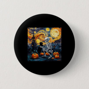 Skeletter Katze Skull Goth Halloween Männer Frauen Button
