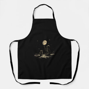 Skeletter Katze Vollmond Hexerei Goth Dark Art Sk Schürze