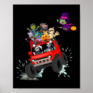 Skeletter Mummy Vampire Zombie Reiten Monster Truc Poster