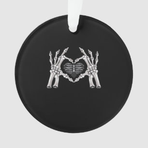 Skeletter Ribs Hand Heart Sign Ornament