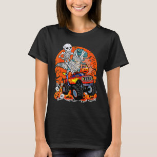 Skeletter Riding Dinosaur Rex Mummy Monster Truck T-Shirt