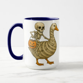 Skeletter Riding Mama Goose Halloween Funny Pumpki Tasse