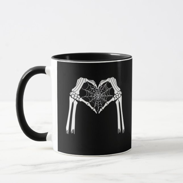 Skelettfächer Cobweb Herz (weiß) Klassisch Tasse (Links)