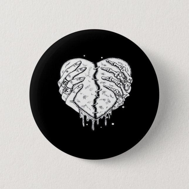 Skelettfächer Herz - Gothic Heart Classic Button (Vorderseite)