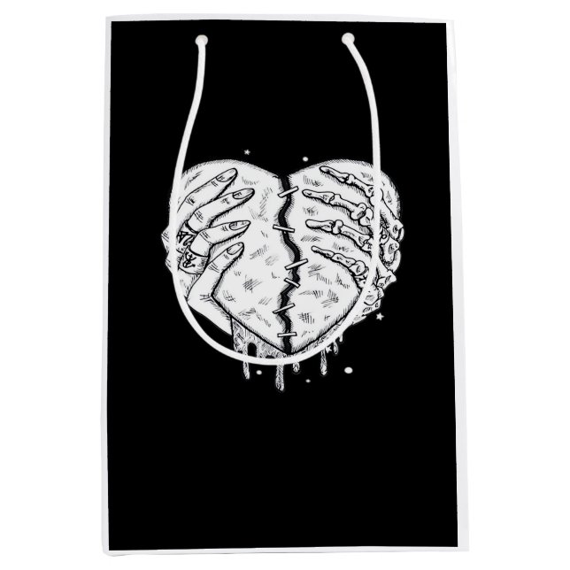 Skelettfächer Herz - Gothic Heart Classic Mittlere Geschenktüte (Vorderseite)
