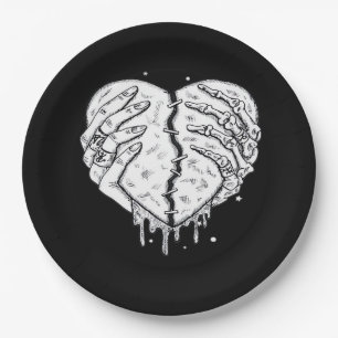 Skelettfächer Herz - Gothic Heart Classic Pappteller