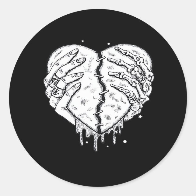 Skelettfächer Herz - Gothic Heart Classic Runder Aufkleber (Vorderseite)