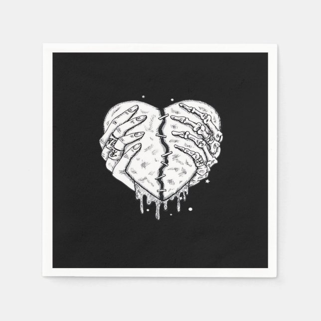 Skelettfächer Herz - Gothic Heart Classic Serviette (Vorderseite)