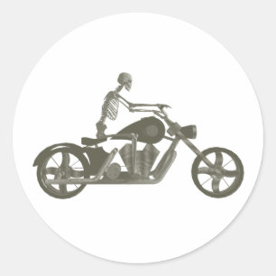 Skelettfahrer / Radfahrer: Halftone Art: Runder Aufkleber