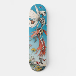Skelettfairy mit Rotem Rotem Rock und Schmetterlin Skateboard