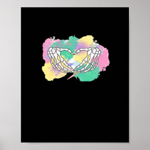Skelettfalten mit Abstraktem, farbigem Hintergrund Poster