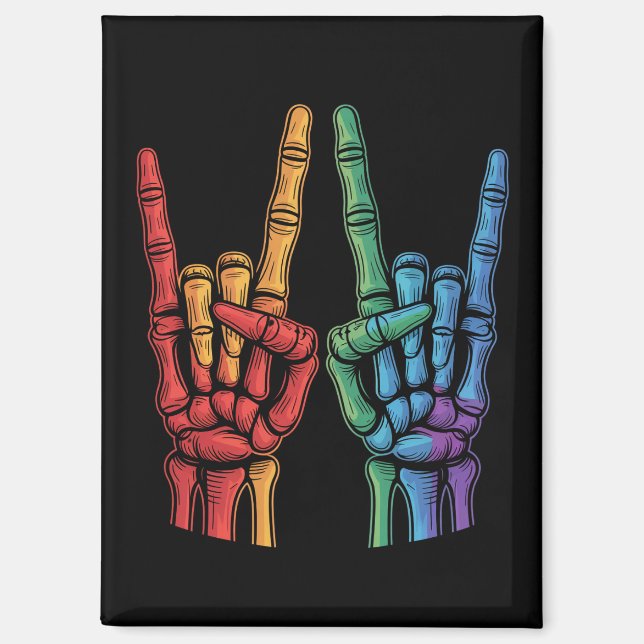 Skelettfelsen LGBTQ Rainbow Flag Gay Pride Magnet (Vorderseite)