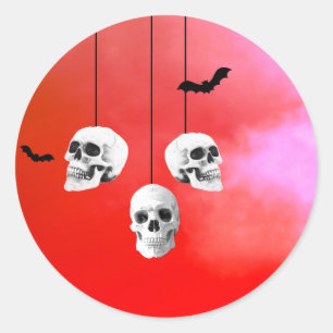 Skelettfetzen Halloween-Party Rote Nacht Runder Aufkleber
