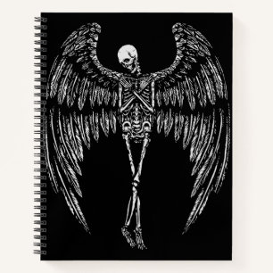 Skelettflügel in Schwarz und Weiß Notizbuch