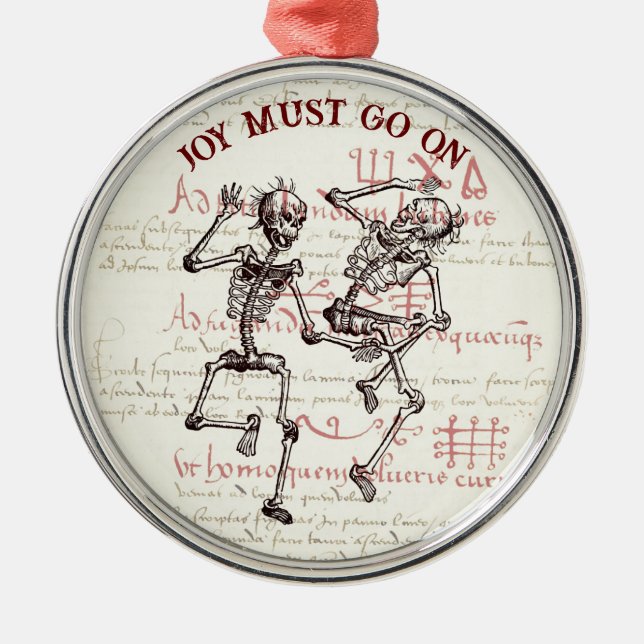 Skelettfreude muss auf Weihnachtsfeier gehen Ornament Aus Metall (Vorne)