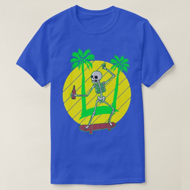 Skelettfunk Skeletton Skater Skateboard Palm T-Shirt (Design vorne)
