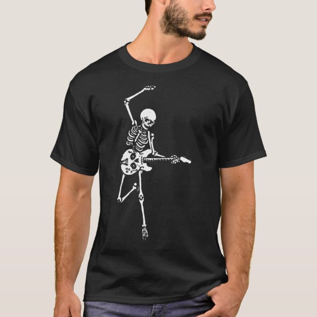 Skelettgitarrist Gitarre spielen Rock & Roll Musi T-Shirt (Vorderseite)