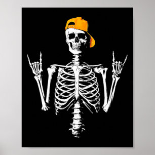 Skeletthafen Skater Cool Halloween Punk Rock Men B Poster