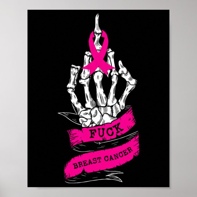 Skeletthand für rosa, sonnige Brustkrebserkrankung Poster (Vorne)