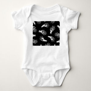 Skeletthand: Halloweenknochenmuster. Baby Strampler