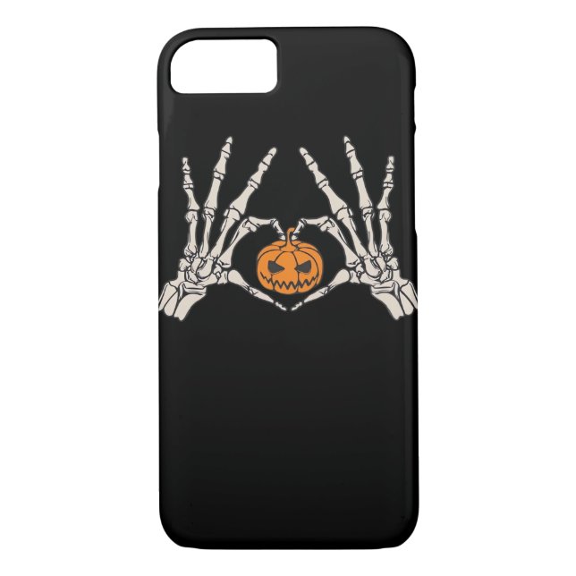 Skeletthand Herz und Kürbiskugel Funny Skull Hallo Case-Mate iPhone Hülle (Rückseite)