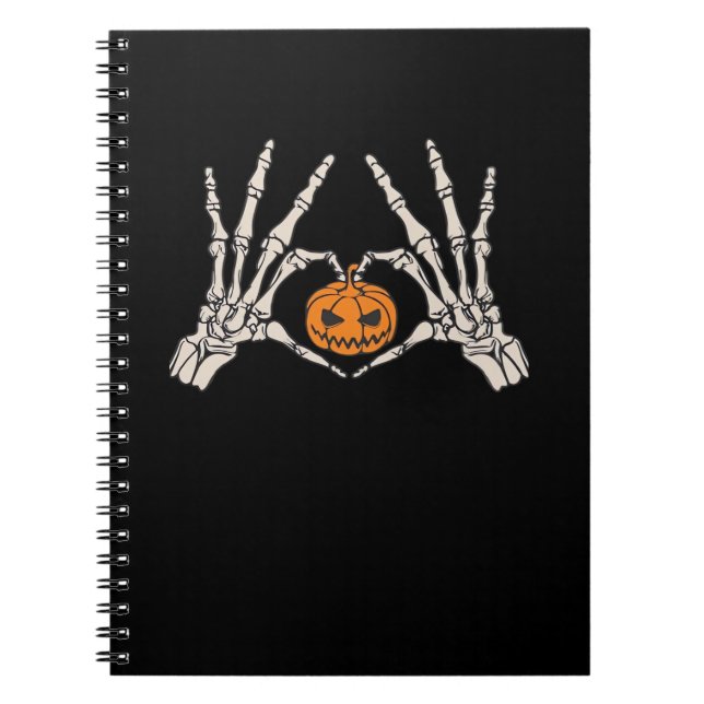 Skeletthand Herz und Kürbiskugel Funny Skull Hallo Notizblock (Vorderseite)