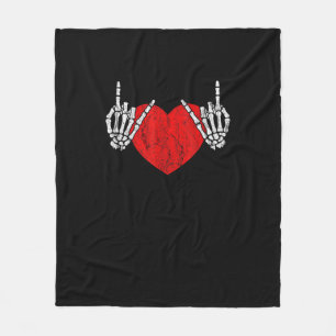 Skeletthand Herz und Rolle, ValentinenkHalloween Fleecedecke