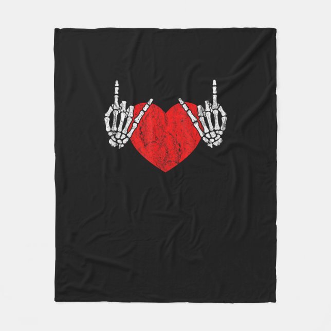 Skeletthand Herz und Rolle, ValentinenkHalloween Fleecedecke (Vorderseite)