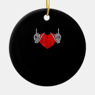 Skeletthand Herz und Rolle, ValentinenkHalloween Keramik Ornament