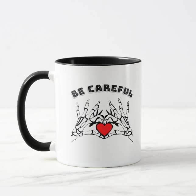 Skeletthand mit Herz-Klassik Tasse (Links)