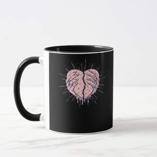 Skeletthand mit Herz-Klassik Tasse (Links)