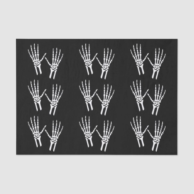 Skeletthand-Silhouetten auf schwarzem Halloween Seidenpapier (Vorderseite)