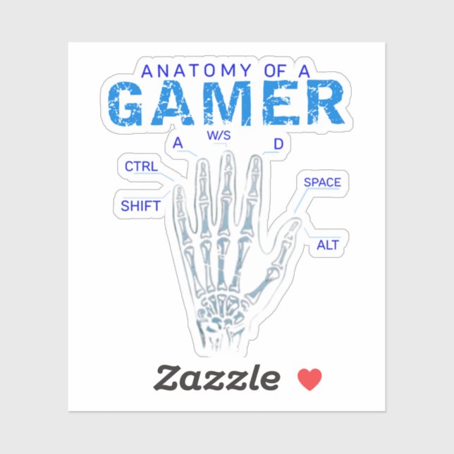 Skeletthandanatomie für Gamer - Tastatur Aufkleber (Blatt)