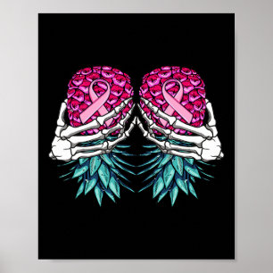 Skeletthandschuh auf dem Kopf Ananas Poster