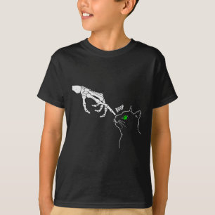 Skeletthandschuh auf Katzen Nase Funny Halloween T-Shirt