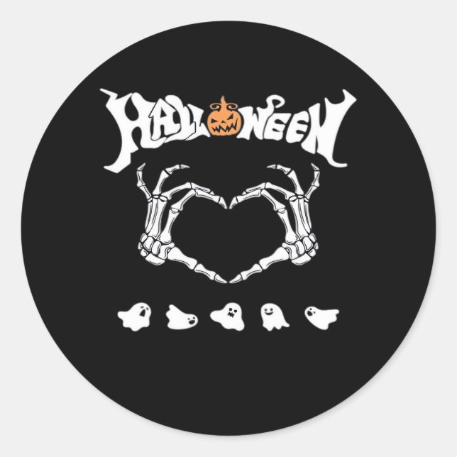 Skeletthandschuh mit Halloween-Design Runder Aufkleber (Vorderseite)
