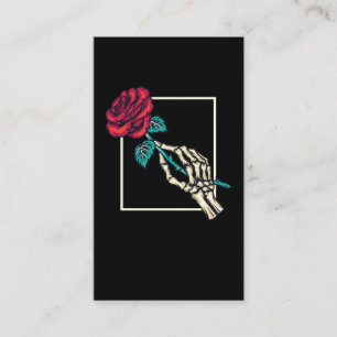 Skeletthandschuh mit Todeszelle Rose Romantische B Visitenkarte