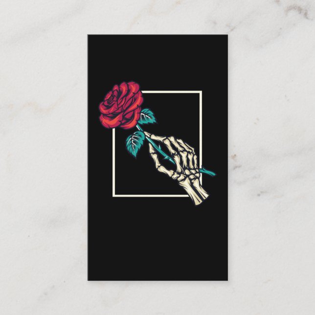 Skeletthandschuh mit Todeszelle Rose Romantische B Visitenkarte (Vorderseite)