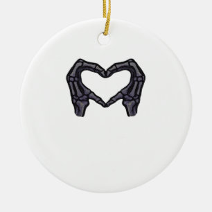 Skeletthandschuhe, die ein Herz bilden Keramik Ornament