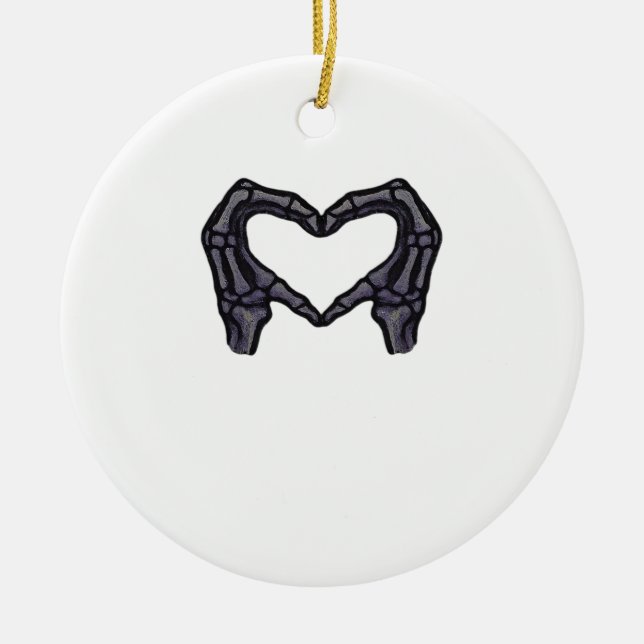Skeletthandschuhe, die ein Herz bilden Keramik Ornament (Vorne)