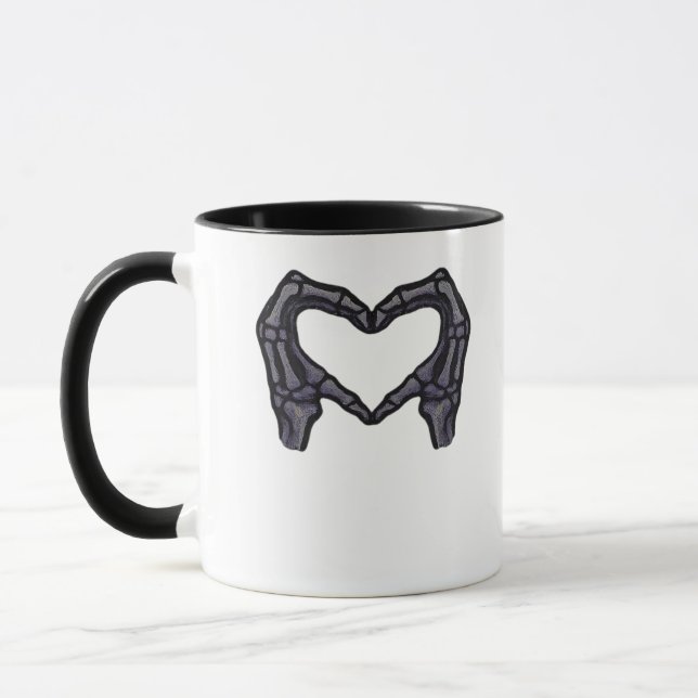 Skeletthandschuhe, die ein Herz bilden Tasse (Links)