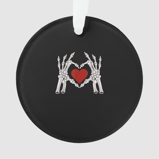 Skeletthandschuhe formen ein Herz mit rotem Herzen Ornament (Vorderseite)
