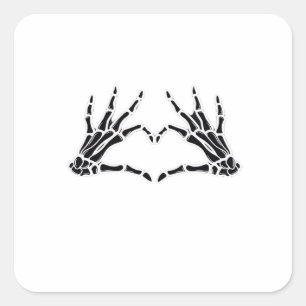 Skeletthandschuhe in Herzform - Einzigartige Kunst Quadratischer Aufkleber