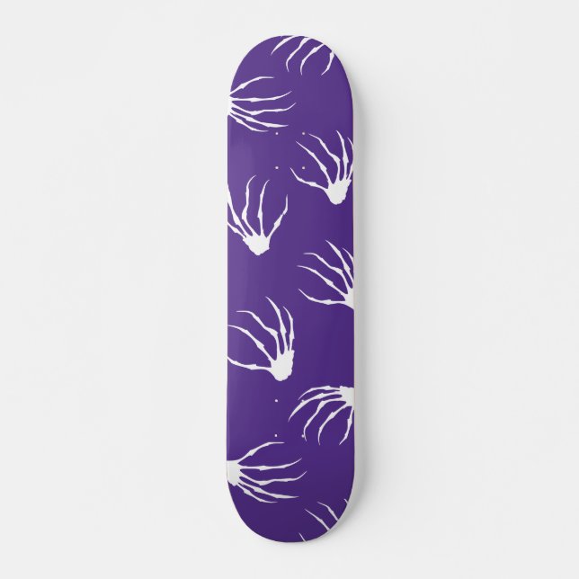 Skeletthandschuhe - Lila Skateboard (Vorne)