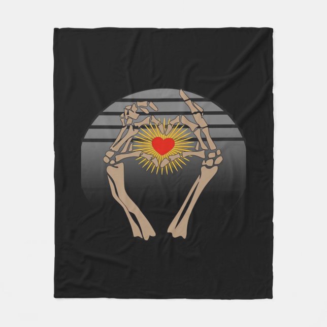 Skeletthandschuhe machen ein Herz Classic Fleecedecke (Vorderseite)