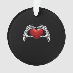 Skeletthandschuhe mit einem roten Herz-Design Clas Ornament